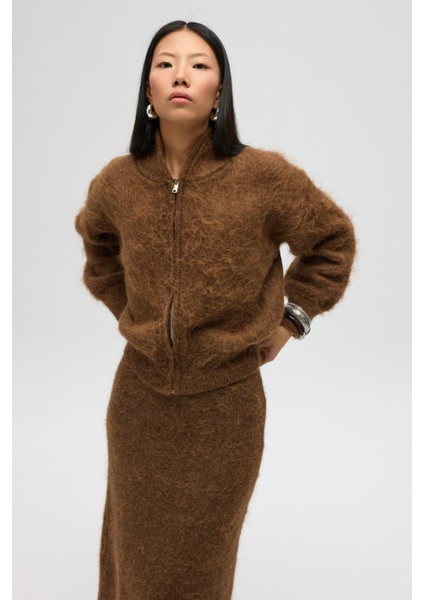 Eskara Fermuarlı Açık Kahve Triko Hırka fırsatları