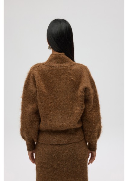 Eskara Fermuarlı Açık Kahve Triko Hırka indirimleri