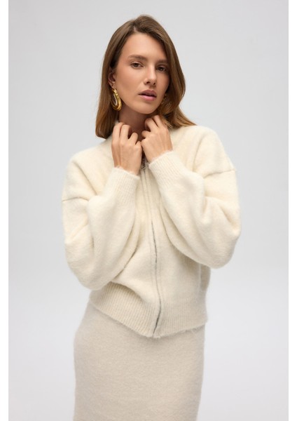 Eskara Fermuarlı Ekru Triko Hırka fiyatları