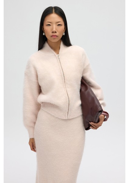 Eskara Fermuarlı Pembe Triko Hırka fiyatları