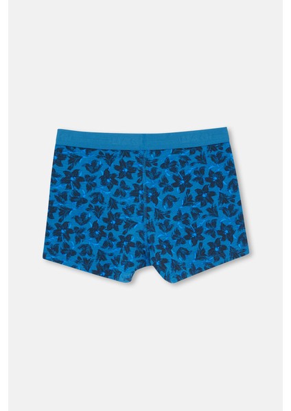 Mavi-Siyah 5210 3'lü Desenli Pamuk Boxer modelleri