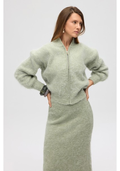 Eskara Fermuarlı Yeşil Triko Hırka fiyatları