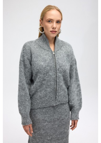 Eskara Fermuarlı Gri Triko Hırka fiyatları