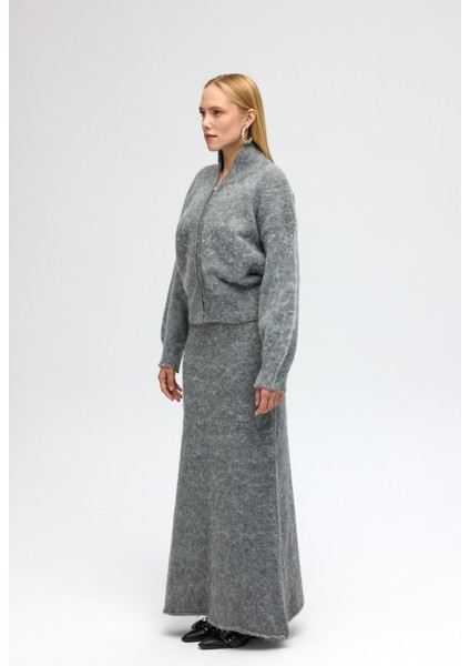 Eskara Fermuarlı Gri Triko Hırka modelleri