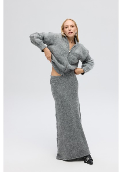 Eskara Fermuarlı Gri Triko Hırka fırsatları