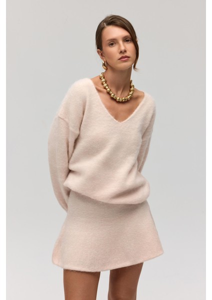 Zerium Basic V Yaka Pembe Triko Kazak