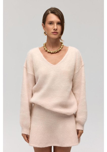 Zerium Basic V Yaka Pembe Triko Kazak fiyatları