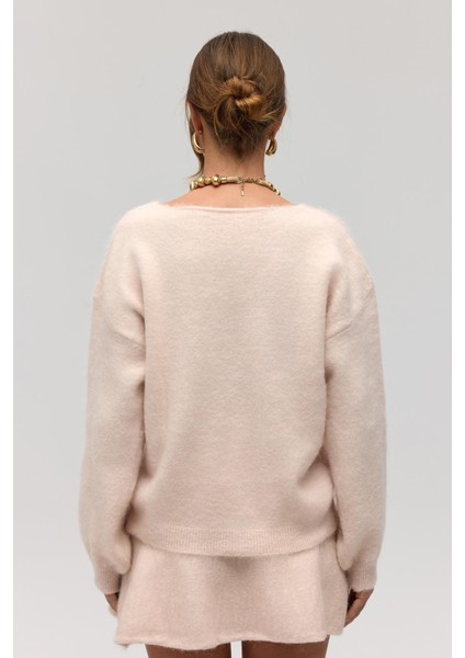 Zerium Basic V Yaka Pembe Triko Kazak indirimleri