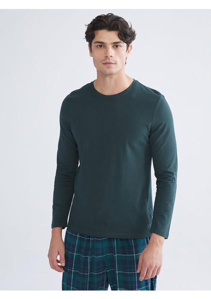 Yeni Sezon Bisiklet Yaka Uzun Kollu Erkek Pijama Üst