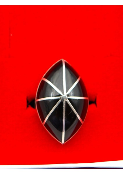 925 Ayar Kadın Gümüş Oltu Taşı Yüzük SY00052