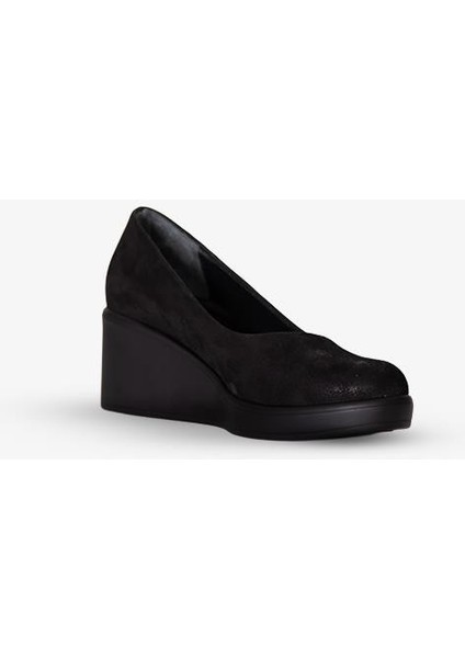 215451114-1 Kadın Topuklu Ayakkabı Siyah Deri Süet fırsatları