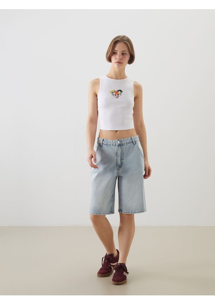 Yeni Sezon Bermuda Fit Kadın Jean Şortolon