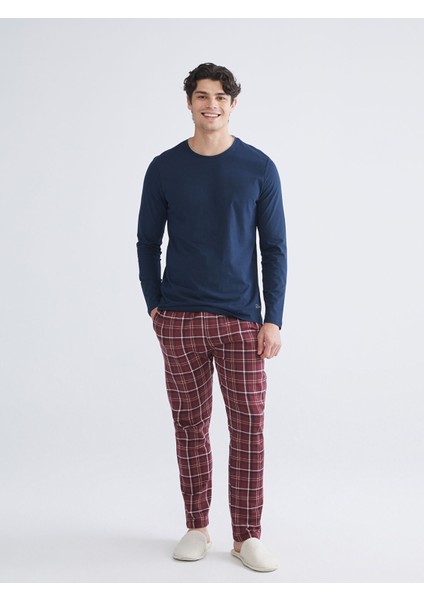Yeni Sezon Standart Kalıp Ekose Erkek Pijama Alt