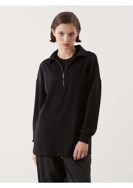 Yeni Sezon Dik Yaka Oversize Kadın Sweatshirt