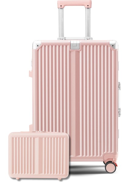 Joya Pc Policarbon 2'li Valiz Seti (Orta ve Makyaj) Pembe