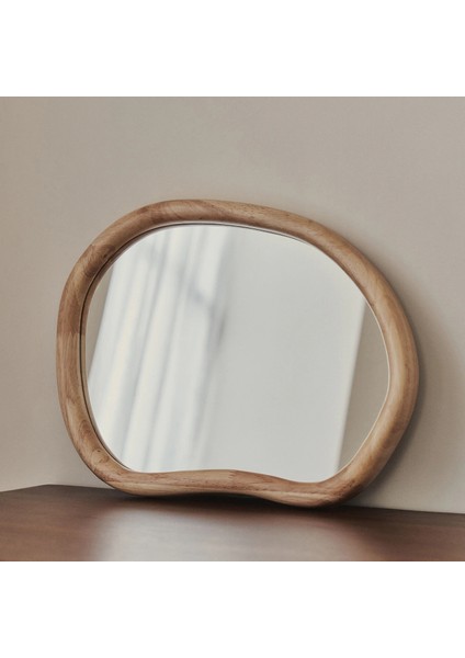 Natural Ahşap Düzensiz Duvar Aynası - Asimetrik Duvar Aynası 42CM x 35CM indirimleri