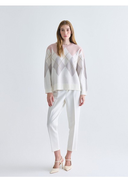 Yeni Sezon Bisiklet Yaka Baklava Desenli Kadın Triko Kazak fiyatları