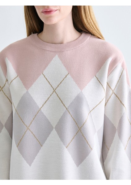 Yeni Sezon Bisiklet Yaka Baklava Desenli Kadın Triko Kazak modelleri