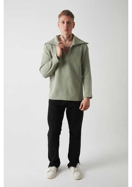 R-5850 Yaka Detaylı Örme Sweat