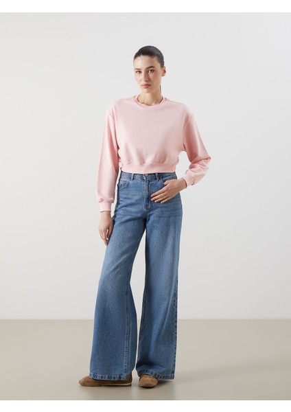 Yeni Sezon Bisiklet Yaka Crop Kadın Sweatshirt fiyatları