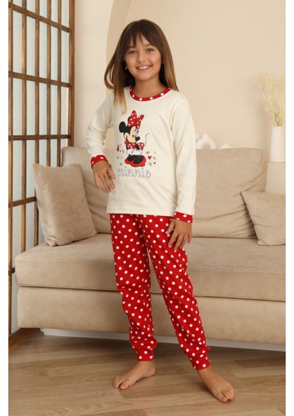 Mnn Puantiye Baskılı Kız Çocuk Pijama takımı - Beyaz fiyatları