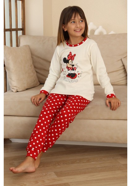 Mnn Puantiye Baskılı Kız Çocuk Pijama takımı - Beyaz fırsatları