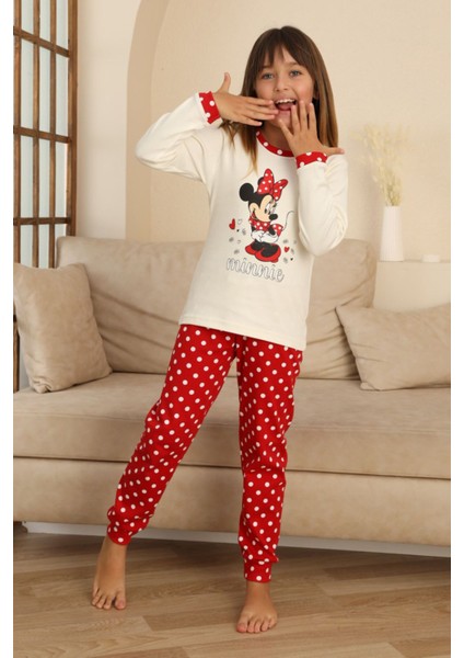 Mnn Puantiye Baskılı Kız Çocuk Pijama takımı - Beyaz indirimleri