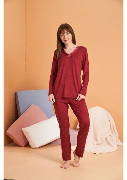 Kadın Bordo Pijama Takımı 28091