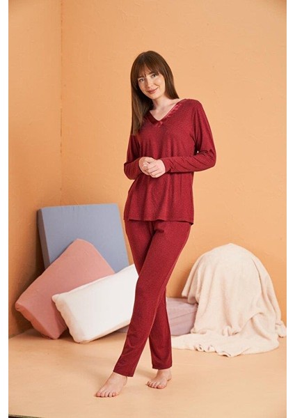 Kadın Bordo Pijama Takımı 28091 fiyatları