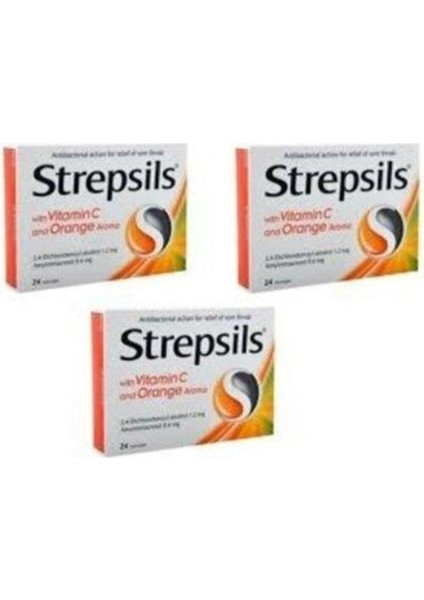 Asfstore Strepsils Portakal & C Vitamini Aromalı 24 Pastil 3 Adet