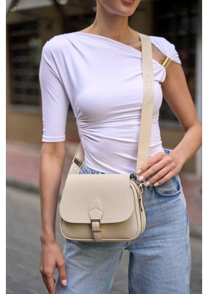 Krem Kadın Trendy Günlük Tokalı El ve Omuz Çantası fiyatları