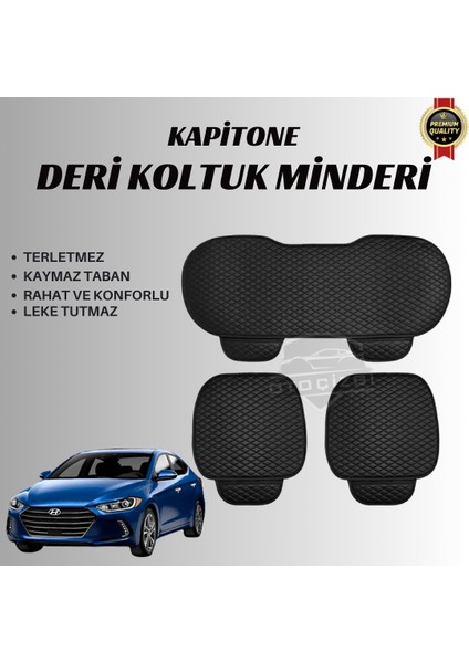 Hyundai Blue Uyumlu Deri Kapitone Koltuk Minderi Koruma Kılıfı – 3’lü Set