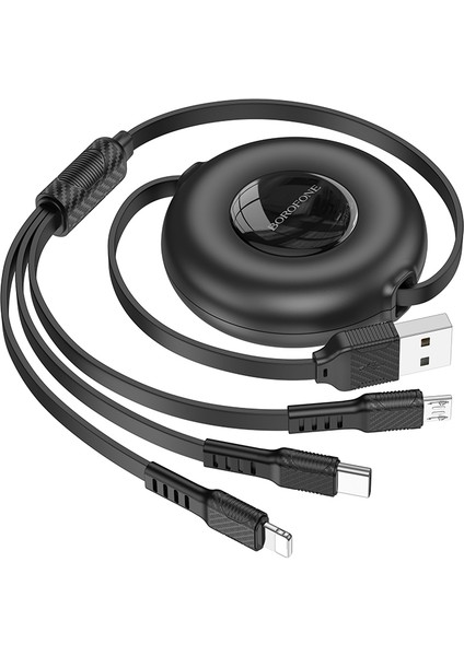 3in1 USB iPhone 17 ile Uyumlu Şarj Kablosu – Type-C, Lightning, Micro USB Çoklu Şarj Kablosu, 2A Hızlı Şarj, 1 Metre, Tpe Kaplama, Aynı Anda 3 Cihaz Şarj Etme | BX74