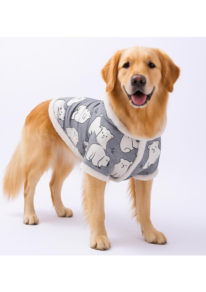 Barrow Frost Kutup Ayısı Desenli Büyük Köpek Ceketi Kalın Peluş Köpek Kıyafeti Orta Büyük Irklar Için