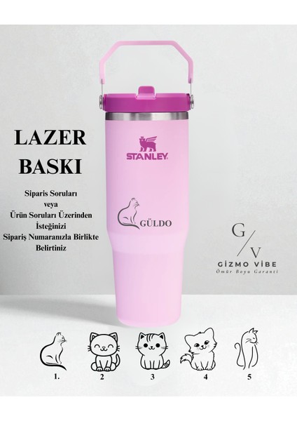 The Iceflow Flip Straw Pipetli Termos 0,89 L Özel Isimli Kişiselleştirilebilir Özel İsimli