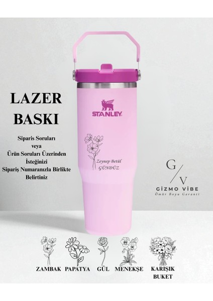 The Iceflow Flip Straw Pipetli Termos 0,89 L Özel Isimli Kişiselleştirilebilir Özel İsimli