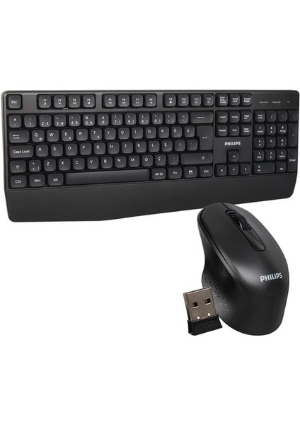 Philips SPT6348B USB Kablosuz Ofis Tipi Siyah Numpadli Türkçe Q Klavye Mouse Seti