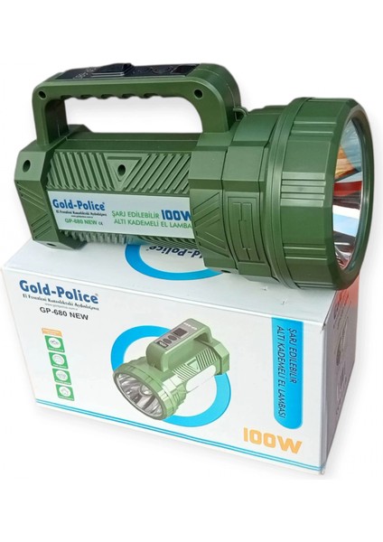 Gold Police GP-680 Şarjlı El Feneri Projektör 100 Watt - Lisinya fırsatları
