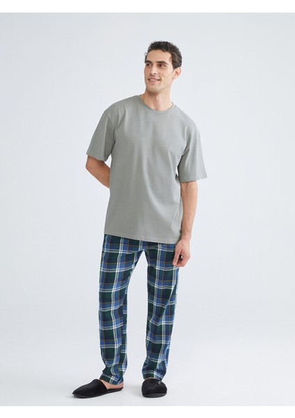 Yeni Sezon Standart Kalıp Ekose Erkek Pijama Alt