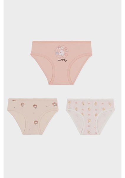 Kız Çocuk Pamuklu Renkli Baskılı Bikini Külot 3'lü Paket 5834 Renkli