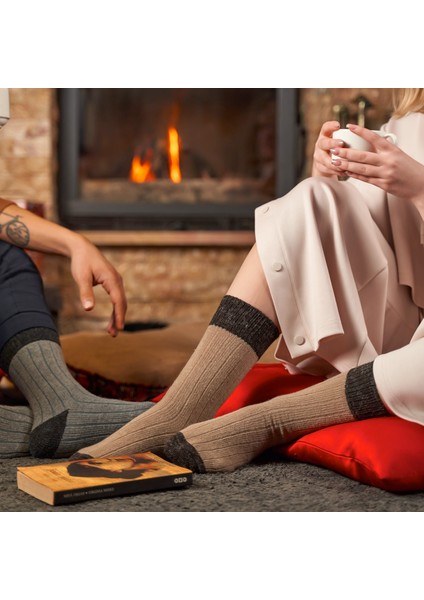 Alpaka Yünlü Topuk Burun Renkli Termal Kışlık Çorap 3096 modelleri