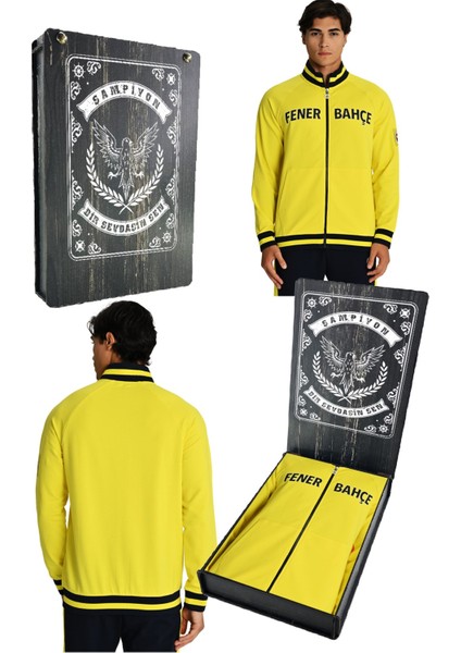 Sarı Tribün Lazer Kutulu Arma Detay Erkek Sweatshirt