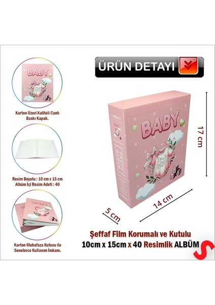 Bebek Fotoğraf Albümü Kutulu, 40 Resimlik - Pembe Tulum fiyatları