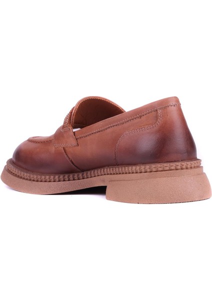 - Hakiki Deri Taba Rengi Kadın Loafer - 25101905 fırsatları