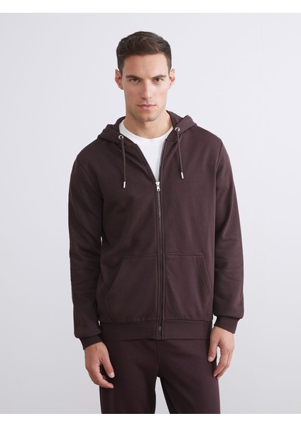 Yeni Sezon Kapüşonlu Uzun Kollu Erkek Fermuarlı Sweatshirt