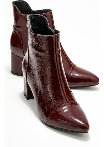 Gael Bordo Rugan Hakiki Deri Kadın Kalın Topuklu Bot