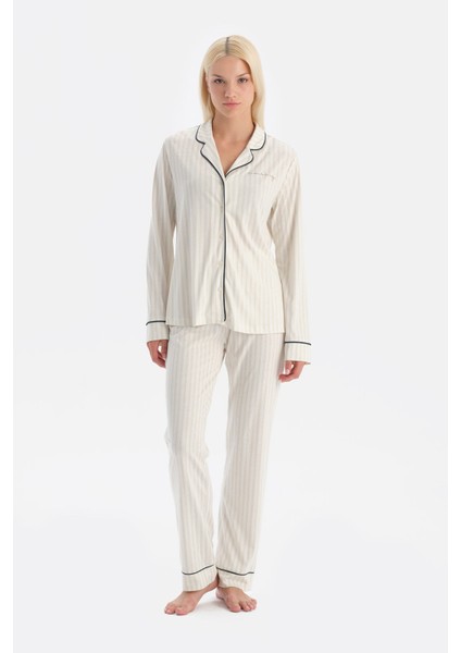 Çizgili Gömlek Pantolon Takım