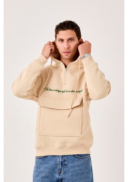 X-4005 Kapüşonlu Yarım Fermuarlı Sweat fiyatları