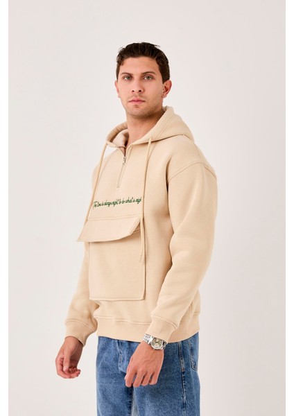 X-4005 Kapüşonlu Yarım Fermuarlı Sweat modelleri