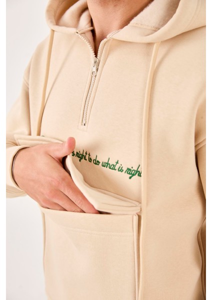 X-4005 Kapüşonlu Yarım Fermuarlı Sweat fırsatları